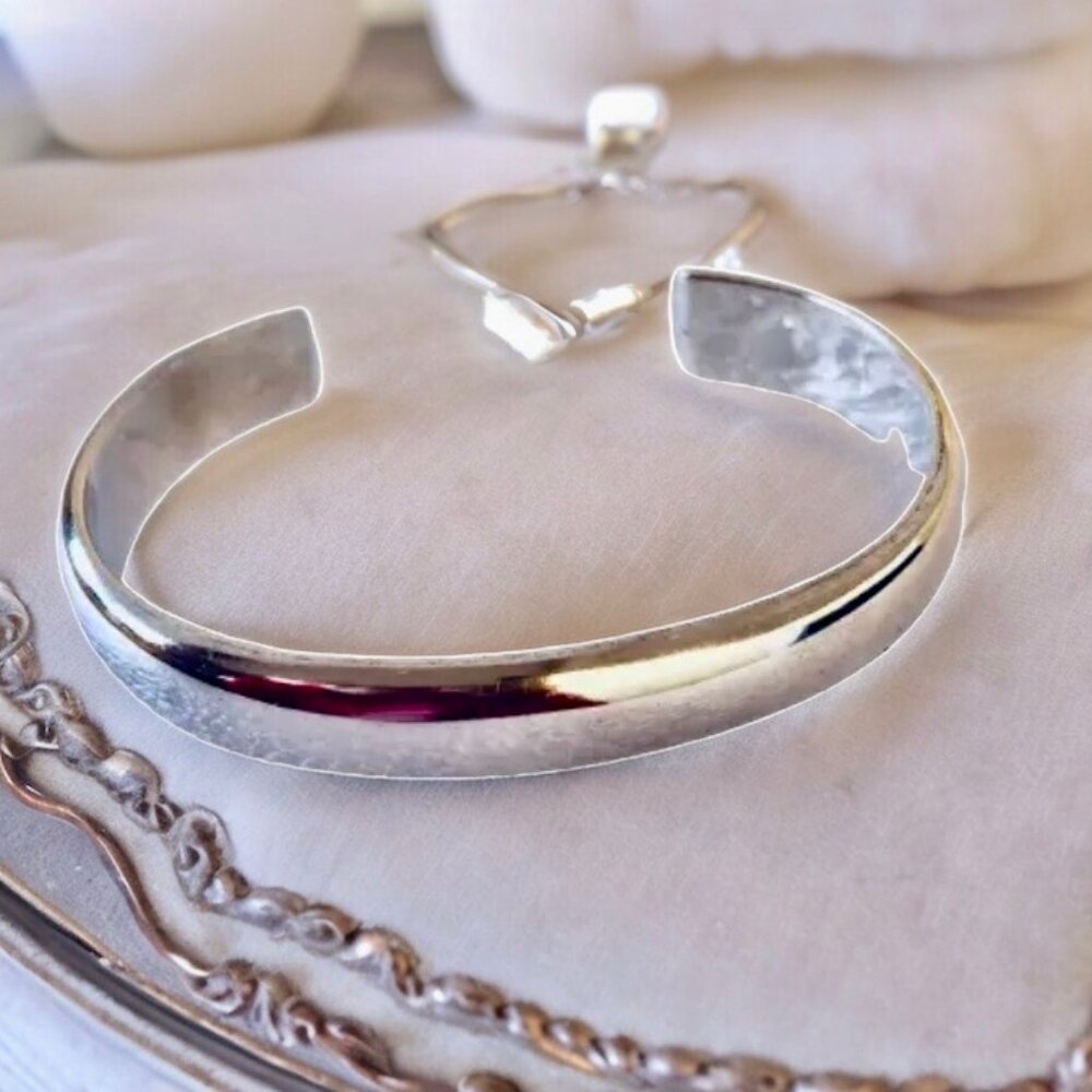 Sterling Silver Cuff Braclet Solid Stamped 925 - image 6